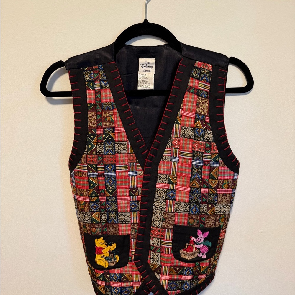 Vintage 90s Winnie the Pooh Disney Multicolor Patchwork Vest